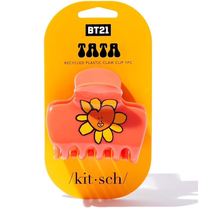 Kitsch BT21 Recycled Plastic Puffy Medium Hair Clips for Women, Medium Claw Clip for Thin & Thick Hair - TATA, 1pc