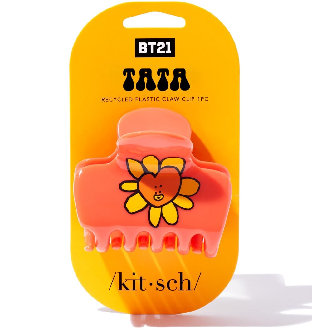 Kitsch BT21 Recycled Plastic Puffy Medium Hair Clips for Women, Medium Claw Clip for Thin & Thick Hair - TATA, 1pc