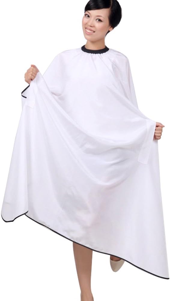 OLizee Hair Cutting Cape with Sleeves, Water-Resistant Salon Barber Cape Gown for Adults, Haircut Hairdressing Apron with Adjustable Neck Closure, 57 x 63 in, (White)
