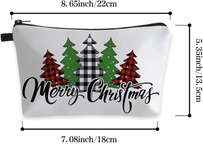 Loomifang Small Makeup Bag Cosmetic Bag for Women, Pretty Design Organizer Case with Zipper Closure, Lightweight and Water-Resistant Make Up Bag - 8.65"x 5.35" x 7.08"（Merry Christmas）