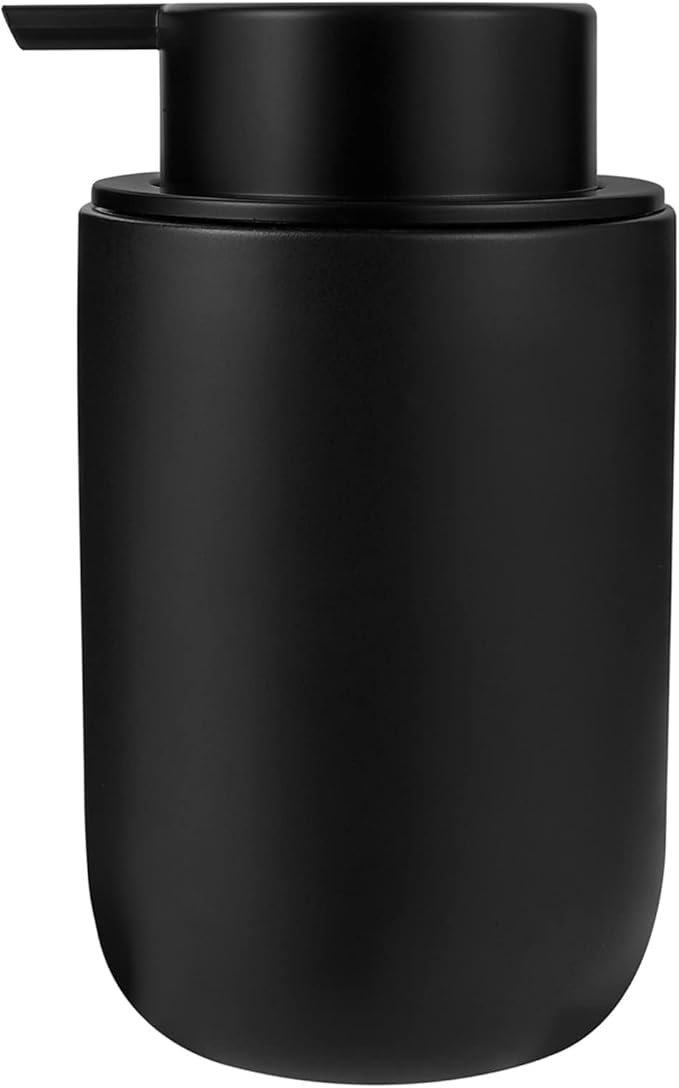 rejomiik Foaming Soap Dispenser Thick Ceramic Foam Hand Soap Dispenser for Bathroom or Kitchen Sink, Liquid Pump Bottles for Hand soap, Body Wash, Black