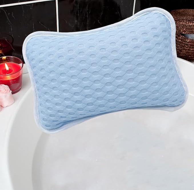 Bath Pillows for tub,Home Spa Pillows for Bathtub, Hot Tub,Head and Neck Support with 2 Strong Suction Cups,New Blue