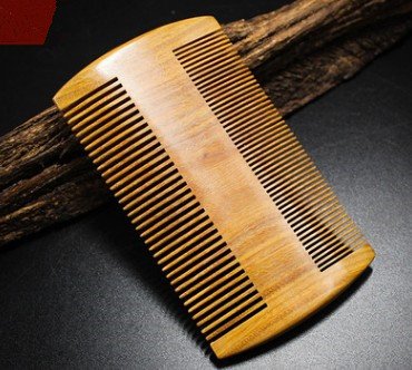 Myhsmooth Green Sandalwood Beard Comb, 4" Long Two Sides, Handmade Natural No Static Comb with Aromatic Scent for Long and Short Beards, Mustache Comb, Pack of 1 Pcs