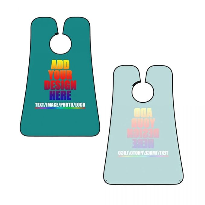 Personalized Custom Beard Bib Apron Design Your Photo Text Logo Beard Hair Catcher Non-Stick Beard Shave Capes for Trimming Shaving Tropical Blue