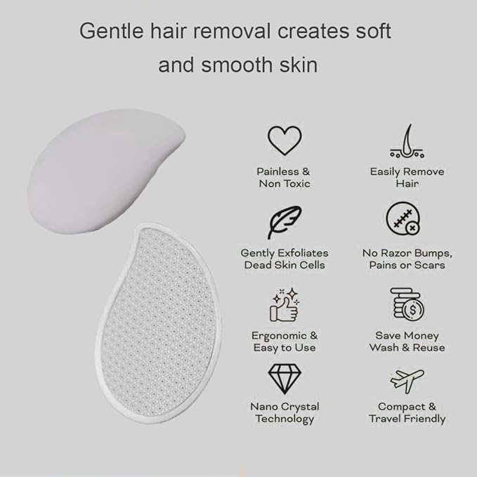 Professional Crystal Hair Remover - Nano Glass Epilator & Exfoliator 2-in-1 Glass Nano-Crystallization Hair Eraser (Prevents Razor Bumps) + Foot Exfoliator with Debris Cup, Reusable Unisex Gift