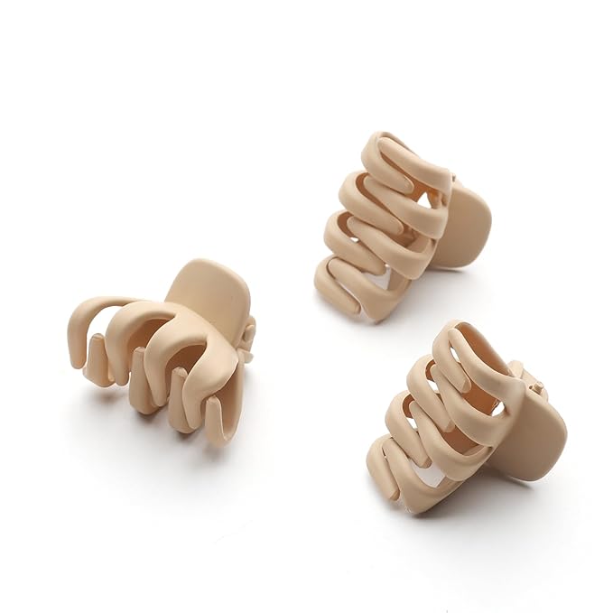 Cobahom 24 Pack Small Hair Claw Clips 1.2 Inch Matte Hair Clips for Thin Hair No-Slip Mini Hair Clips Hair Styling Accessories for Women and Girls (Matte Apricot)