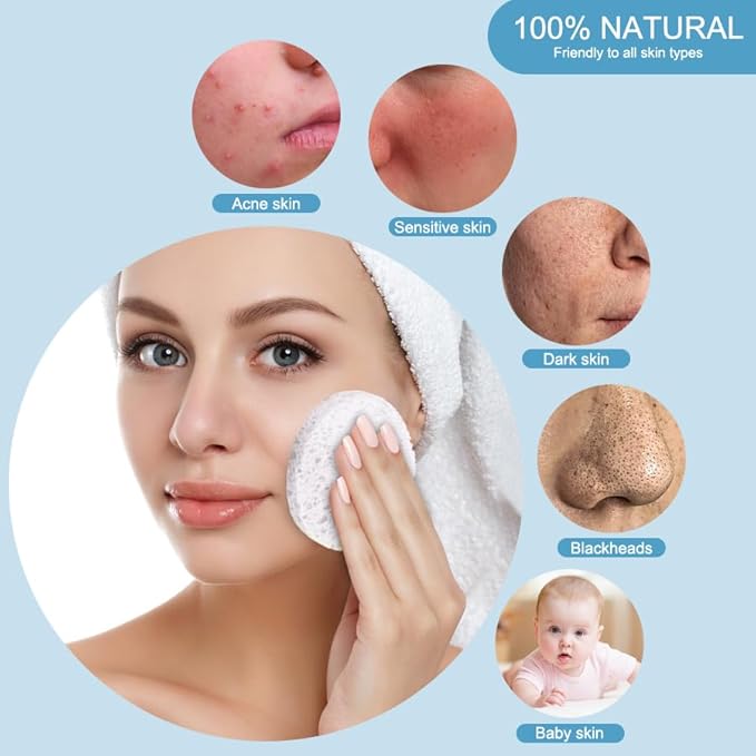 Kaufibre 30 Count Compressed Facial Sponges Mini Soft Cellulose Pads for Facial Cleansing Exfoliating Makeup Removal and Face Masks Ideal for Home and Travel