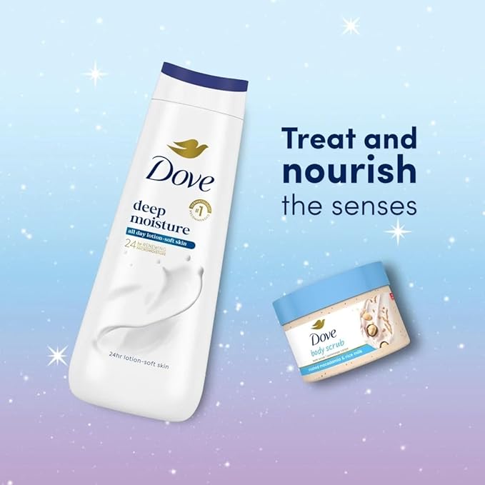 Dove Limited Edition Glow Gift Set Deep Moisture Body Wash & Macadamia Scrub, 2 Count