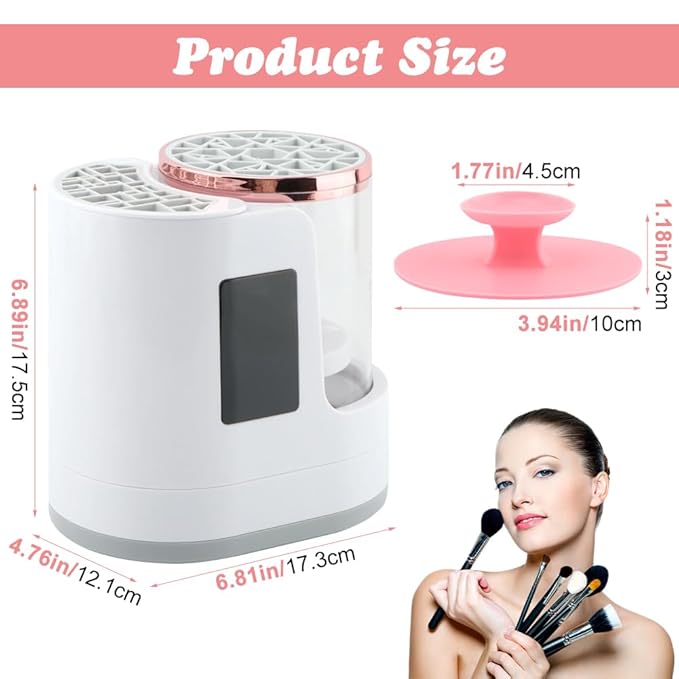 3 in 1 Electric Makeup Brush Cleaner Machine With Makeup Brush Dryer-Holder-Portable Automatic USB Cosmetic Brushes Cleaner Tool for All Brushes Sizes, Efficient Wash & Dry(COLOR:as shown)