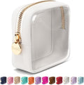 Embla Clear Cosmetic Bag Makeup Case, Clear Zipper Make Up Pouch and Toiletry Travel Tote, Cute Skincare Pouches for Women Girls, Preppy Purse Cosmetic Organizer, Mini Makeup Bags, White