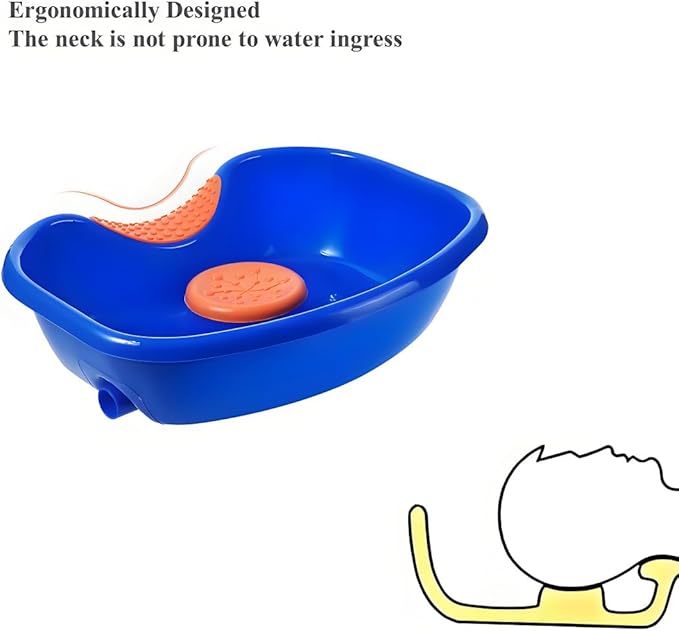 Hair Washing Basin for Bedridden,Shampoo Basin for Bedside,Shampoo Bowl,Washing Sink Made for Handicapped, Bedridden, Kids,Hair Cuts and Coloring-46x35cm (blue)