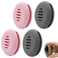 Ouliget Portable Powder Puff Case,Breathable Round Makeup Puff Protective Container,Silicone Make-up Storage Box Travel Quick Drying Easy to Carry,4 Pieces,Pink+Grey