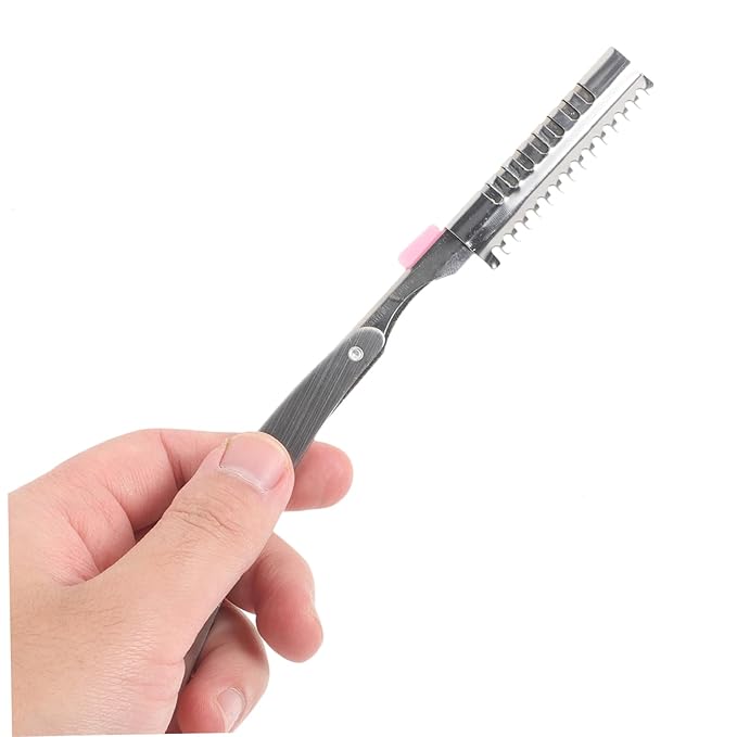 FRCOLOR Stainless Steel Manual Razor Shaver for Men Vintage Folding Straight Razor Beard Shaving Tool Eyebrow Shaping Haircut (Not Include Blade)