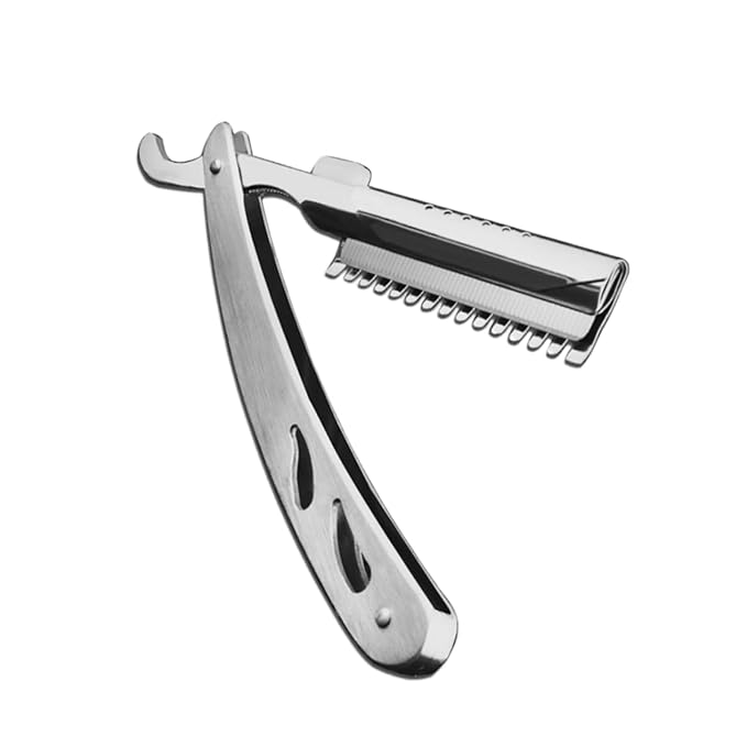 FRCOLOR Stainless Steel Manual Razor Shaver for Men Vintage Folding Straight Razor Beard Shaving Tool Eyebrow Shaping Haircut (Not Include Blade)