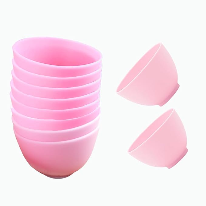 6 Pack Silicone Face Mask Mixing Bowls - Microwave & Freezer Safe, Non-Stick Esthetician Bowls for DIY Skincare, Clay Masks, Hair Color, 3.3-inch Esthetician Supplies(Pink)