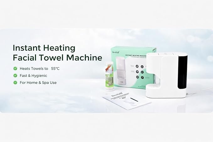 Hot Face Towel Heater Machine, Towel Warmer, 55°C Constant Temperature, 20 Compressed Towels, Smart Voice Alerts, Auto Heating & Dispensing, White