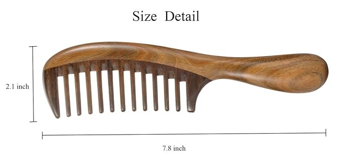 Louise Maelys 2 Pack Sandalwood Wooden Wide Tooth Combs For Curly Hair