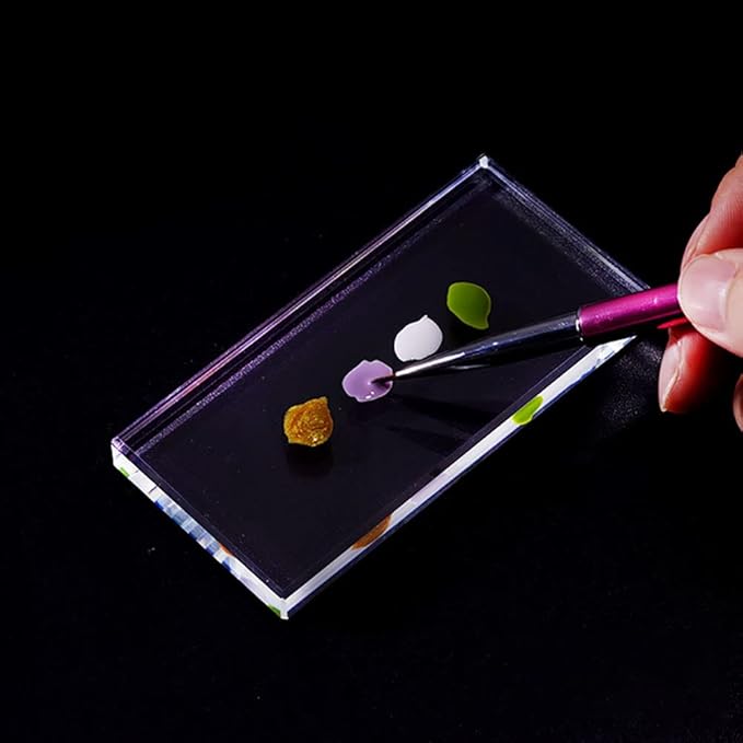 GSHLLO 2 Pcs Nail Art Glass Board Gel Polish Color Dish DIY Makeup Mixing Palette Drawing Painting Color Palette Eyelash Extension Adhesive Glue Pallet