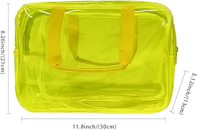 TotePrint Yellow PVC Pure Color Transparent Gift Pouch Wash Travel Makeup Cosmetic Bag with Handle for Travel Bathroom Toiletry Organizer (Yellow)