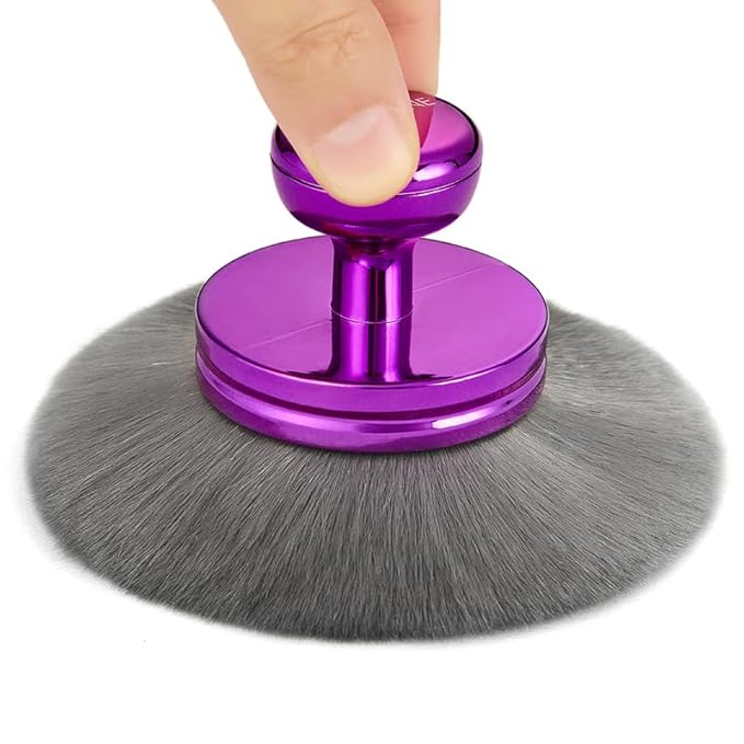 9 9PINE 2-in-1 Oversized Body Brush & Kabuki Makeup Brush Set - Ultra Soft for Self Tanner, Body Foundation, & Facial Makeup - Ergonomic Handle for Women, Travel Pouch & Gift Box (Purple)