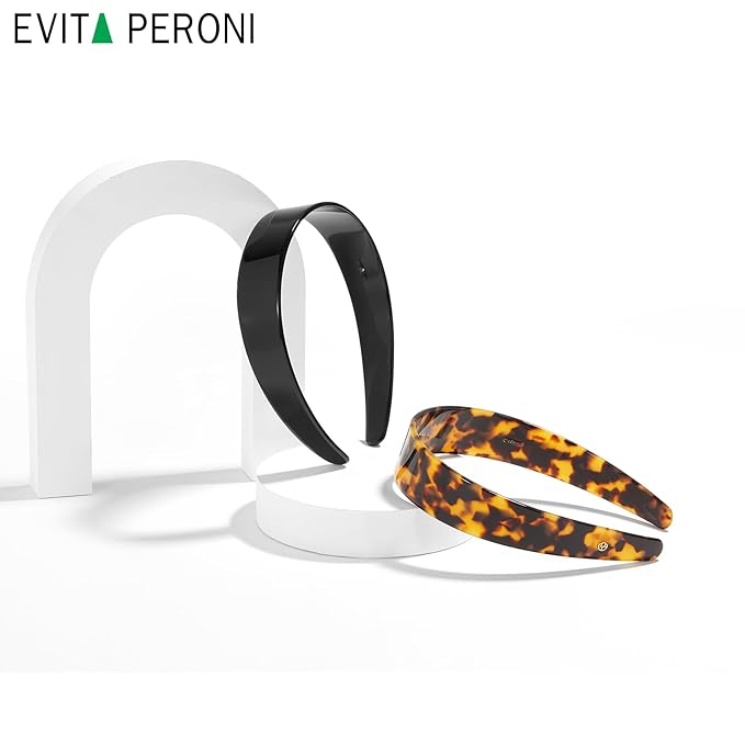 EVITA PERONI 1.18 Inches Wide Headbands for Women with Teeth Acetate-Black