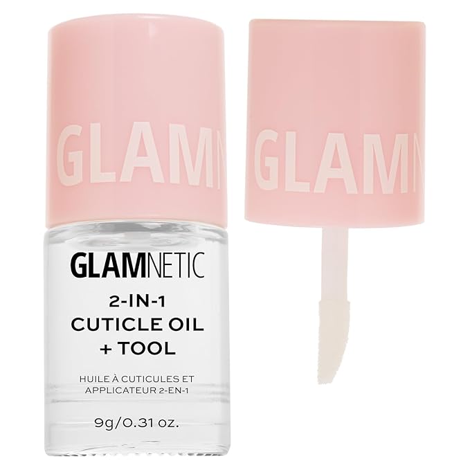 Glamnetic 2-in-1 Cuticle Oil | Nourishing Cuticle Serum & Cuticle Pusher For Healthy Nails | Overnight, Hyaluronic Acid - 0.31 Oz