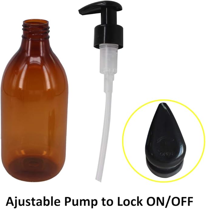 zmybcpack 8 Pack 8oz Empty Plastic Pump Lotion Bottles, Amber Pump Bottles