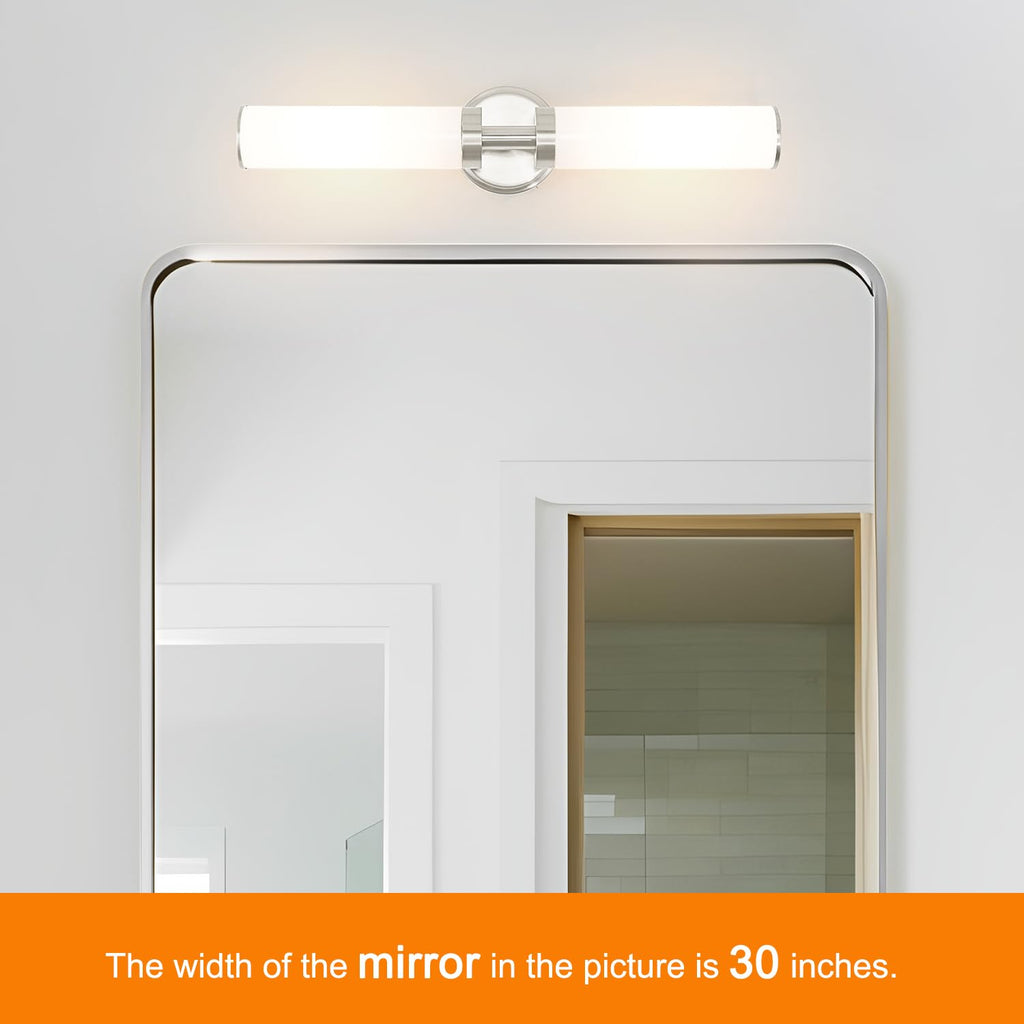 OIYIO Brushed Nickel Wall Sconces Set of 2, Modern Bathroom Vanity Lights for Mirror, Wall Light Fixtures with Milk Glass for Bathroom, Bedroom, Hallway, E26 Base, Bulbs Required, 22.05 Inch