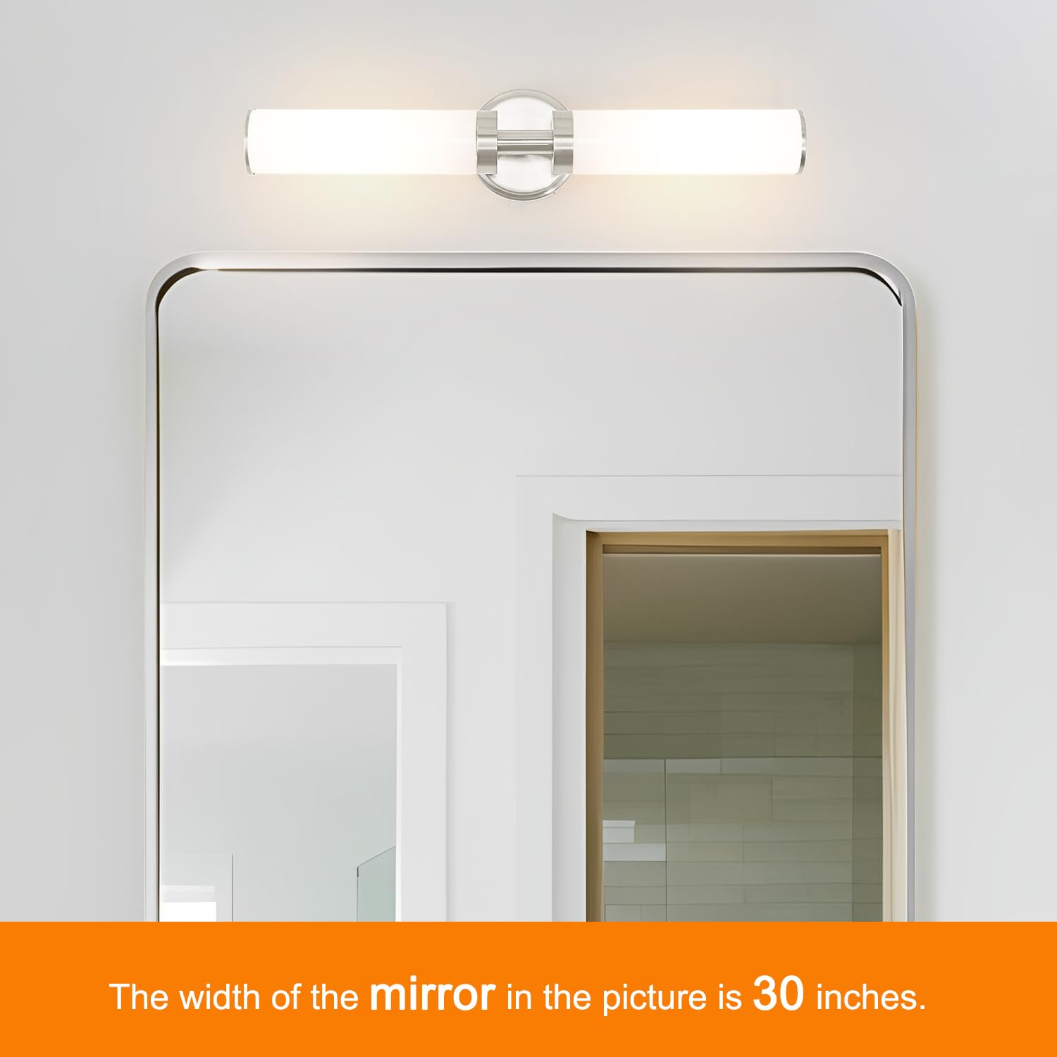 OIYIO Brushed Nickel Wall Sconces Set of 2, Modern Bathroom Vanity Lights for Mirror, Wall Light Fixtures with Milk Glass for Bathroom, Bedroom, Hallway, E26 Base, Bulbs Required, 22.05 Inch