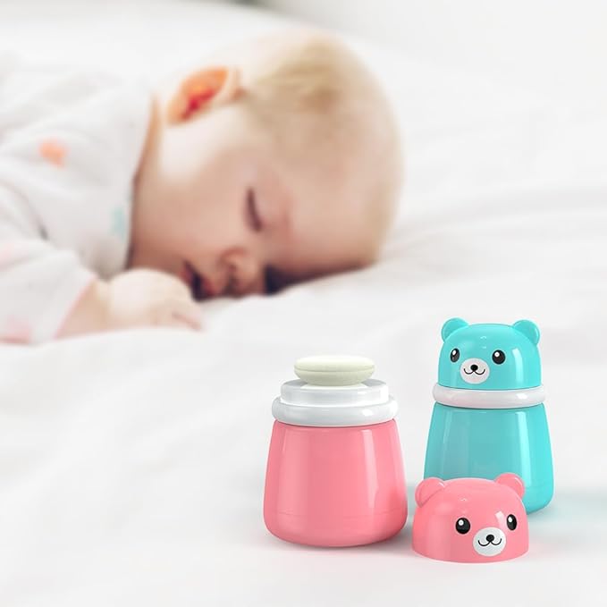 CoaGu Compact Powder Case - Includes Powder Puff - Ideal for Body Dusting - Perfect for Baby & Mom Use - Pink Color