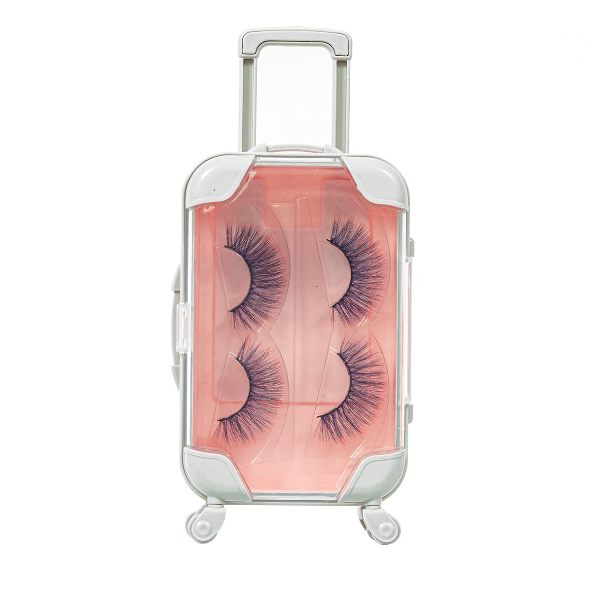 Fake Eyelash Organizer Case Eyelash Extension Mini Suitcase Lashes Organizer Packing Makeup Container Luaage Box for Women Travel Eyelash Tray (Pink)