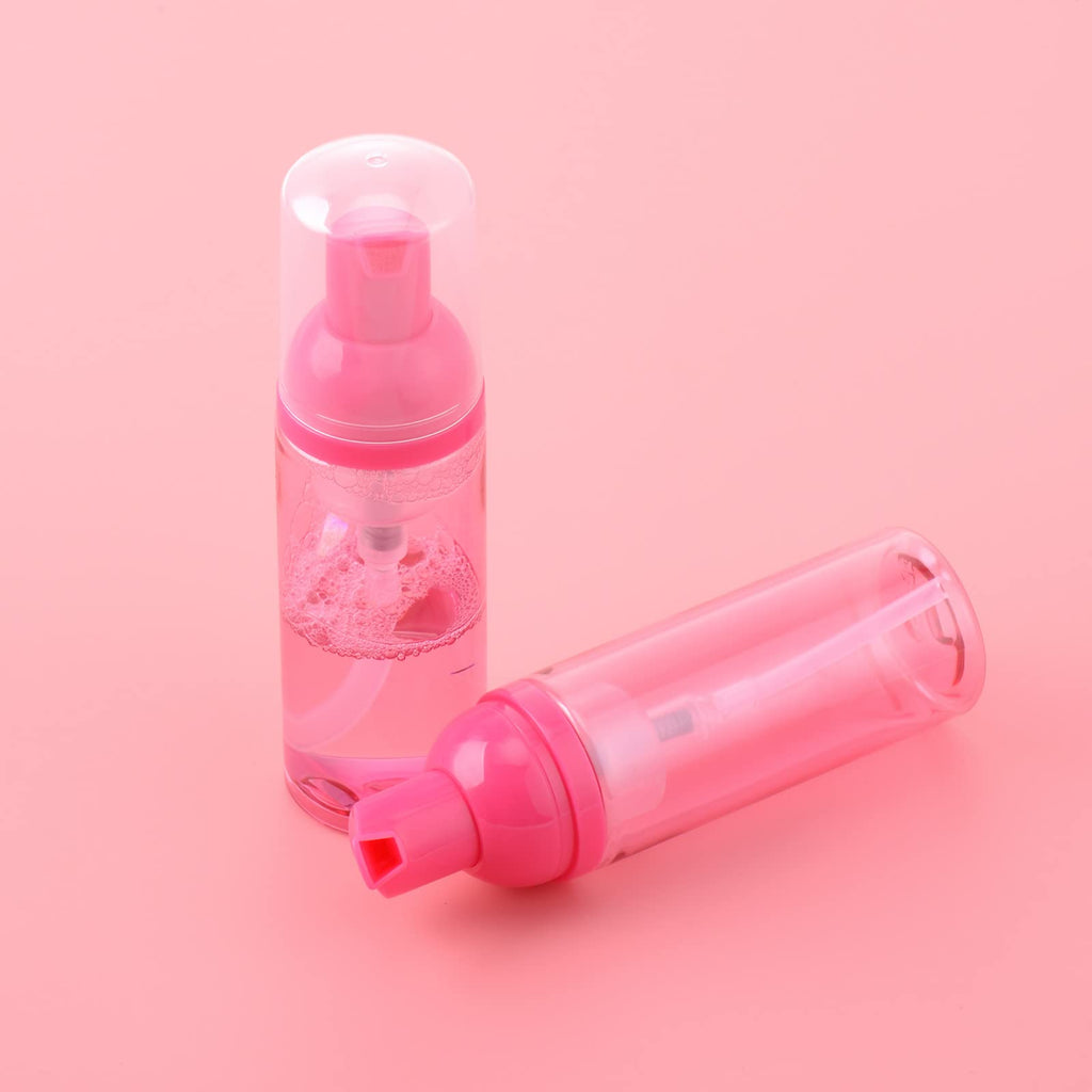 Owlyee Travel Foam Pump Bottle - 2oz Small Size Foaming Hand Soap Dispenser - Mini Portable Mousse Lash Shampoo Kit Container for Hair - Empty Leak Proof Plastic Rose Red Foamer 3Pack