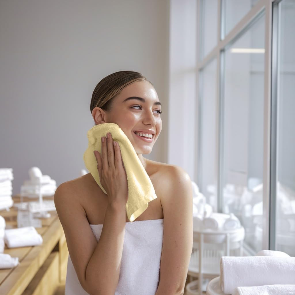 Towel and Linen Mart 100% Cotton 6 Pack Bath Towel Set, Quick Dry, Super Absorbent, Light Weight, Soft, (27 x 54 Pack of 6) (27 x 54 6 Pack, Plum, Pink, Beige, Grey, White, Peach)