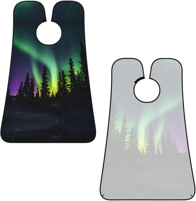 NOUZU Dark Northern Lights Print Print Beard Bib Apron For Men, Beard Hair Catcher For Men Shaving Trimming,Beard Cape Cloth