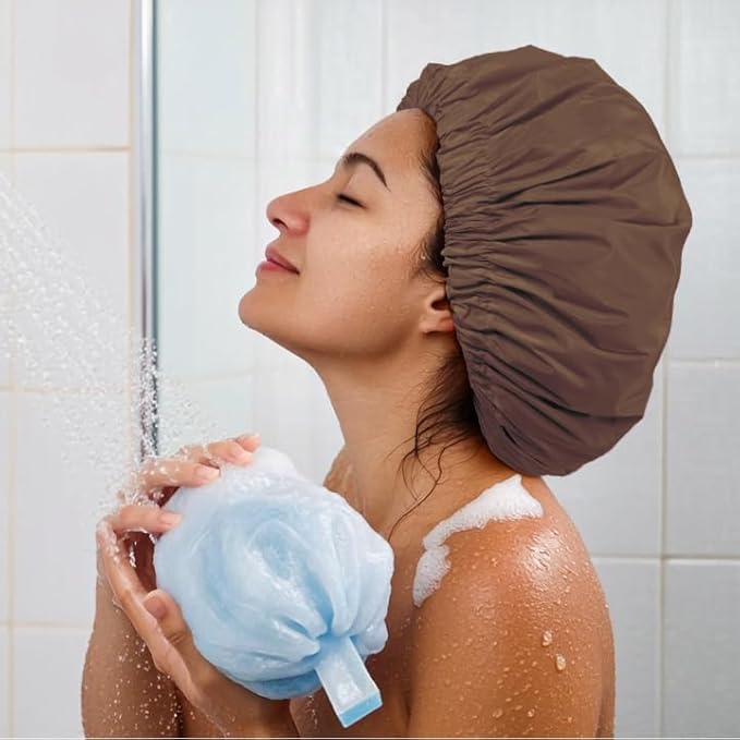 Edoneery Reusable Shower Caps for Women, Waterproof Long Hair Bonnet