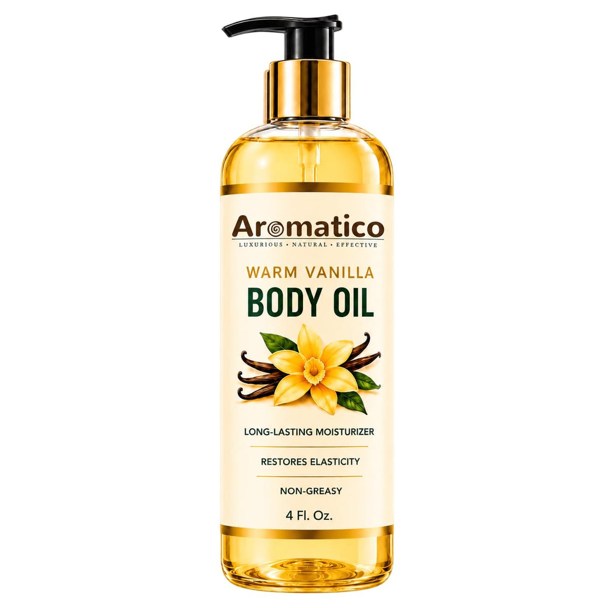 Aromatico Warm Vanilla Nourishing Body Oil for Women, Travel Size, 4 Fl Oz