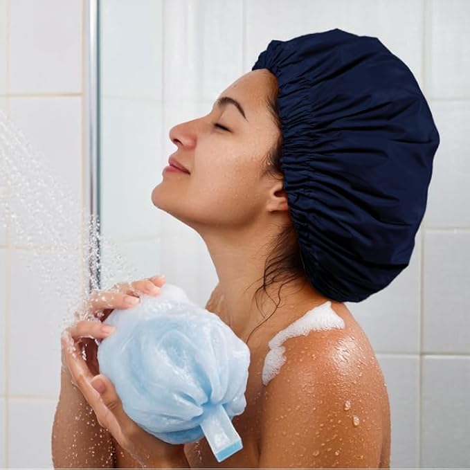 Edoneery Reusable Shower Caps for Women, Waterproof Long Hair Bonnet