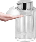 Tonxus Foaming Soap Dispenser, Clear Glass Foam Soap Dispenser, 12 Oz Refillable Glass Foam Pump Bottle Container Decorative Slim Ribbed Bottle for Bathroom and Kitchen
