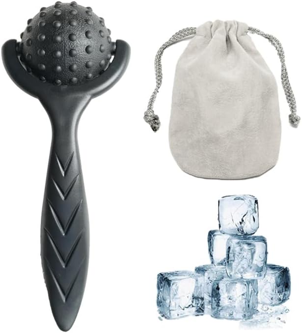 JWCASA Cold Ice Face Roller Cold Massage Roller Ball CryoBall Facial Ice Globes Black 02
