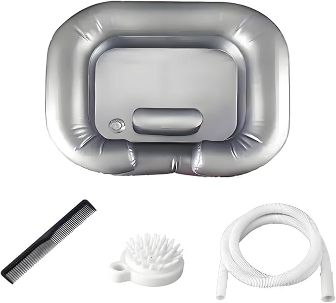 Inflatable Shampoo Basin,Inflatable Hair Washing Basin Set,Portable Hair Washing Station for Home for Bedridden Patients, Pregnant Women,and Elderly - Silver
