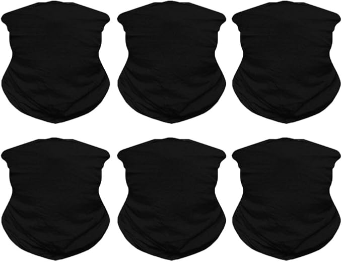 Venswell Neck Gaiter Face Mask Men Women,Seamless Bandana Rave Face Cover Scarf Mask,Balaclava,Headband, Head Wrap,Headwear (A-Solid Black Series)