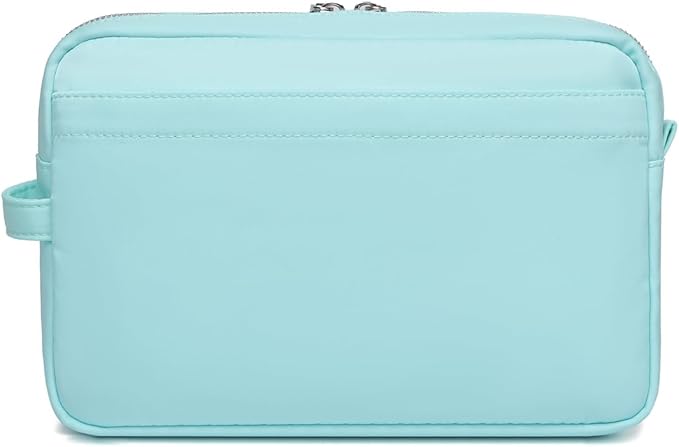 Storage Bag-arge Cosmetic Bag for Women Travel Makeup Bag Zip Up Bag Pure Cotton Canvas Can be Suspended (Mint Green)