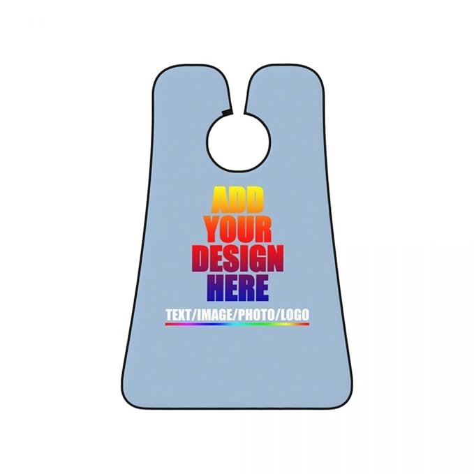 Custom Beard Apron for Men Personalized Gift with Name Image Picture Text Beard Shave Cape Customized Beard Trimming Catcher Bib for Bathroom Light Blue