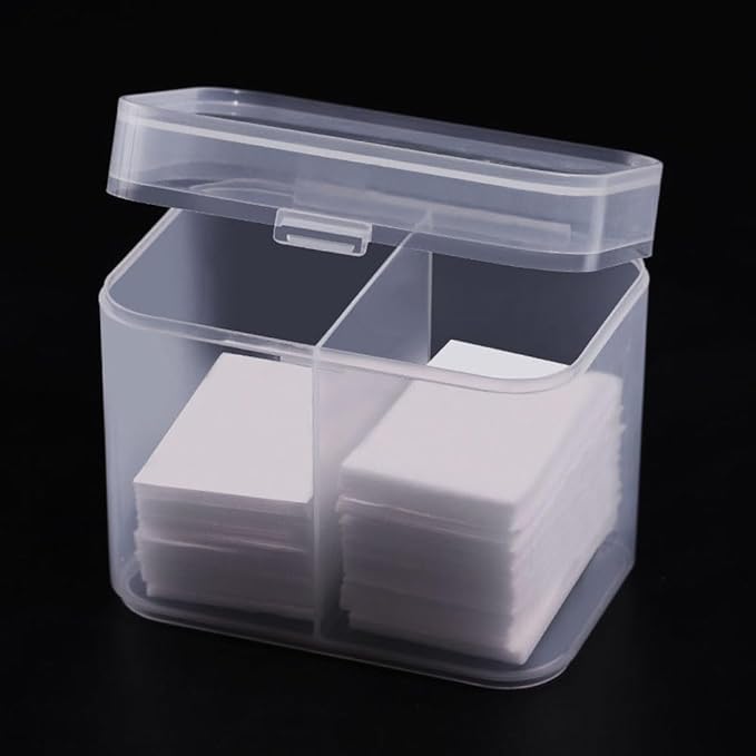 2 Pieces Nail Storage Box 2 Grids Plastic Cosmetic Cotton Pad Holder Box Nail Polish Remover Pad Storage Container Box Makeup Cotton Storage Box Cotton Swab Holder Container, Transparent