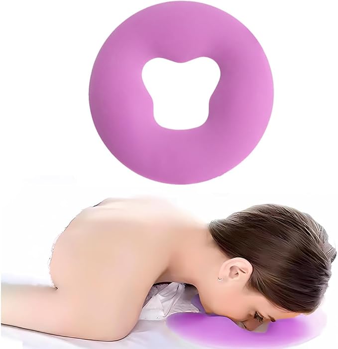OULIGET Silicone Face Massage Pillow,SPA Beauty Face Relax Headrest,Salon Skin Care Soft Overlay Travel Head Support,Purple