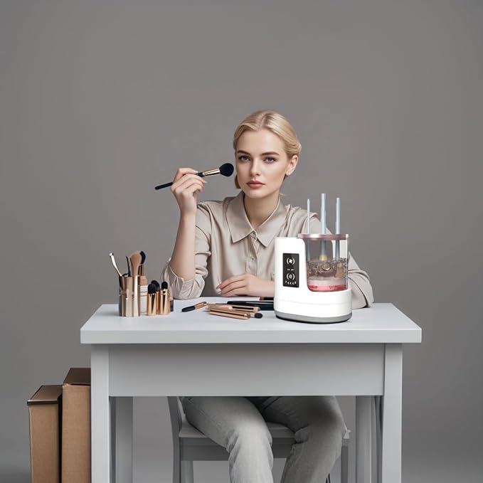 AOOFCMLLC Makeup Brush Cleaner 3 in 1 Electric Makeup Brush Cleaner and Dryer, Automatic Brush Cleaner Machine with Multi-Hour Drying Settings, Portable Design for All Makeup Brush Types