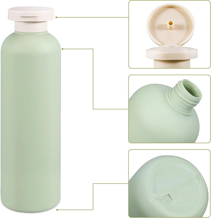 UMETASS Travel Shampoo Bottle, Empty Plastic Squeeze Bottles 13.5oz with Flip Cap, Lotion Container for Toiletries Travel Size Shampoo and Conditioner (2 pack blue, 2 pack green)