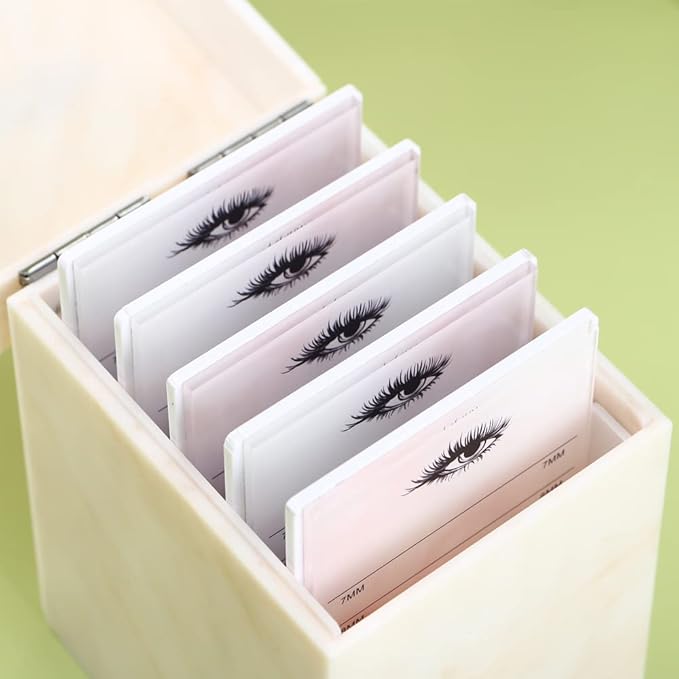 LIXIMMAZN 5 Layers Acrylic Eyelash Storage Box, Makeup Eyelashes Extension Close-Packed Display with 5 Pallets, Grafting False Eyelashes Glue Pallet Holder Display Organizer (5 Layers Marble Yellow)
