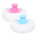 WLLHYF 2 Pcs Large Fluffy Puff Body Cosmetic Face Loose Powder Applicator Handle Foundation Puff Pad Washable Beauty Application Tool for Women Sensitive Skin (Pink+Blue)