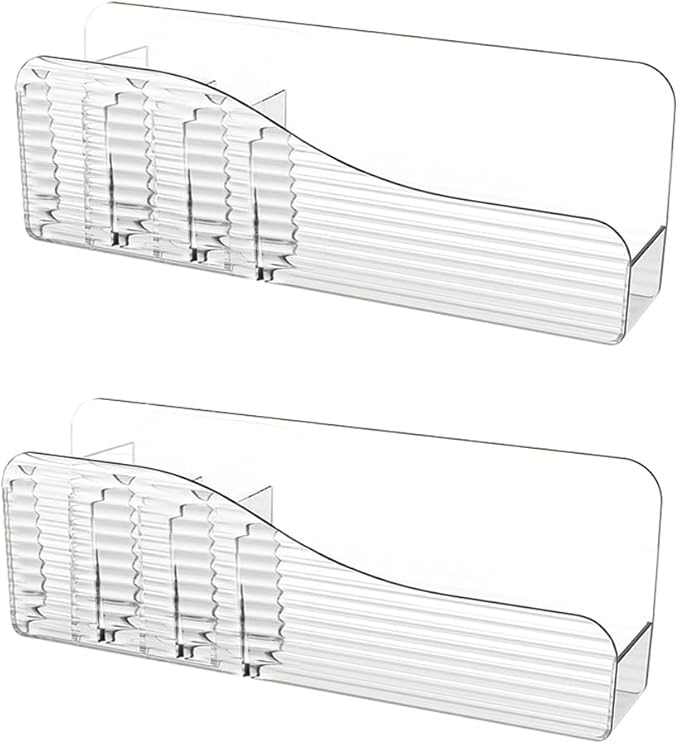 MORNITE Bathroom Medicine Cabinet Organizer Set, Narrow Compact Makeup Shelves Holder for Lipstick, Cosmetic, 2 Pcs Trays for Cabinet Door Wall, Vanity - Clear